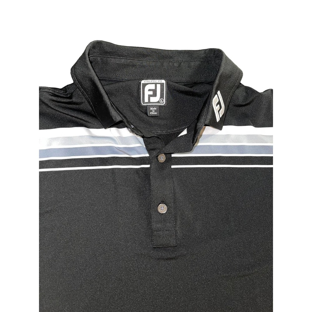Footjoy Golf Polo Shirt Men’s Size: L Athletic‎ Fit Black Striped